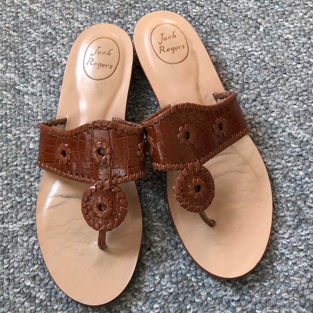 Jack Rogers Jacks sandals brown thong Size 10 M